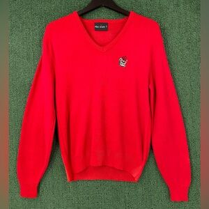 Vintage 80’s University Of Georgia Bulldogs Red V-Neck Sweater Men’s Size Small
